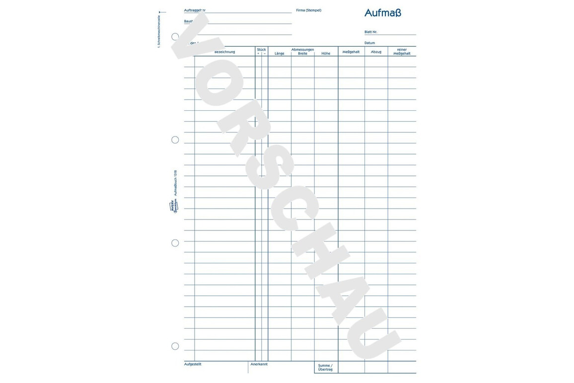Aufmassbuch A4 hoch 100 Blatt, Art.-Nr. 1318ZWF - Paterno Shop Aufmassbuch A4 hoch 100 Blatt, Art.-Nr. 1318ZWF - Paterno Shop