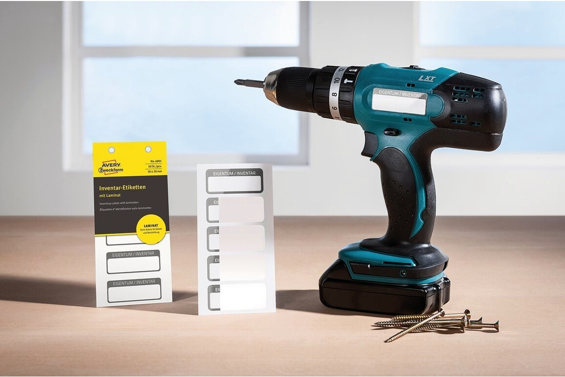 Inventar-Etiketten ZWF 50x20mm, schwarz, Art.-Nr. 6901ZWF - Paterno Shop