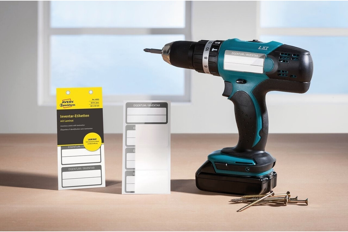 Inventar-Etiketten ZWF 60x30mm, schwarz, Art.-Nr. 6903ZWF - Paterno Shop