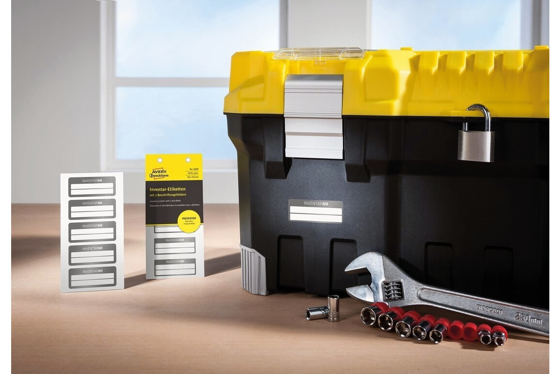 Inventar-Etiketten ZWF 50x20mm, schwarz, Art.-Nr. 6909ZWF - Paterno Shop