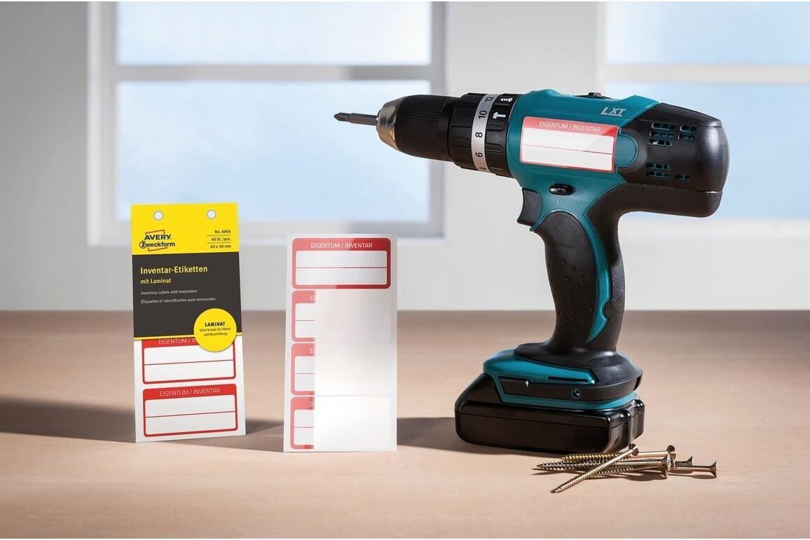 Inventar-Etiketten ZWF 60x30mm, rot, Art.-Nr. 6904ZWF - Paterno Shop