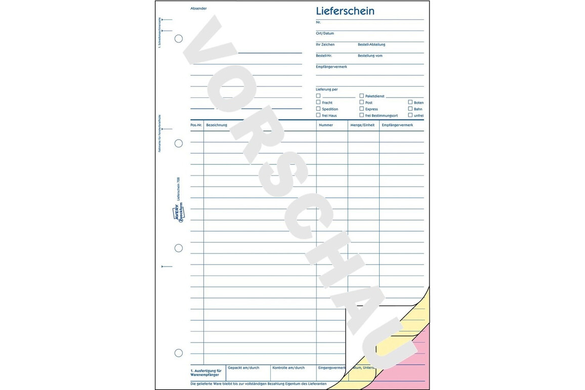 Lieferschein DIN A4 hoch 3x50 Blatt, Art.-Nr. 728ZWF - Paterno Shop Lieferschein DIN A4 hoch 3x50 Blatt, Art.-Nr. 728ZWF - Paterno Shop