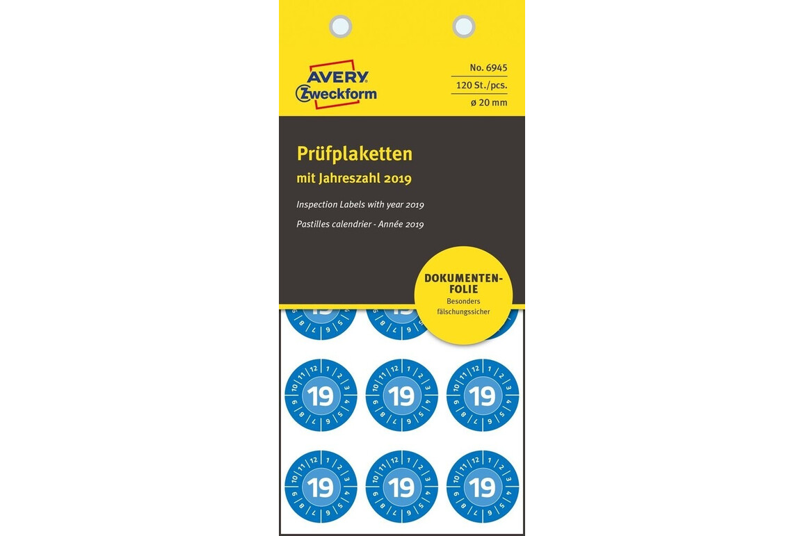 Prüfplaketten ZWF 2019 NoPeel 20mm, blau, Art.-Nr. 6945ZWF - Paterno Shop Prüfplaketten ZWF 2019 NoPeel 20mm, blau, Art.-Nr. 6945ZWF - Paterno Shop