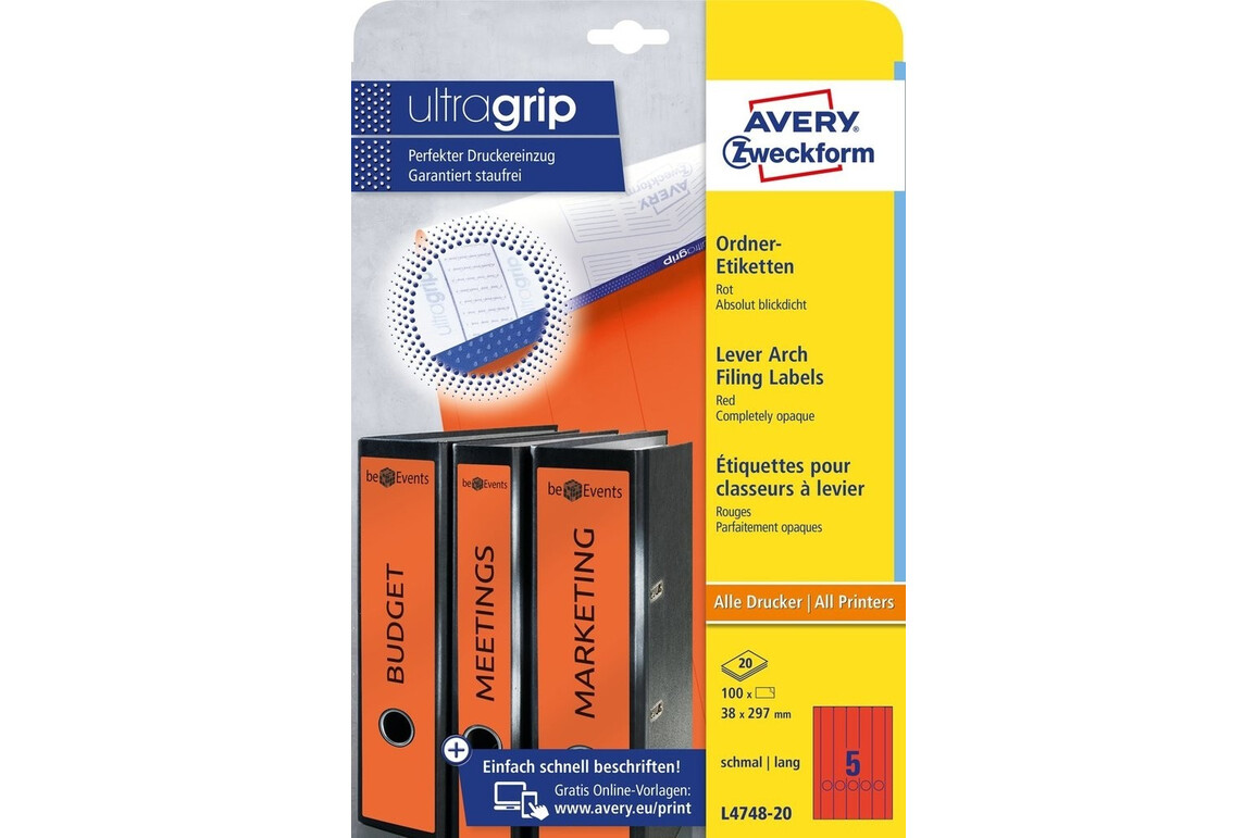 Etiketten A4 Ordnerrücken 38 x 297 mm rot, Art.-Nr. L474-20-RT - Paterno Shop Etiketten A4 Ordnerrücken 38 x 297 mm rot, Art.-Nr. L474-20-RT - Paterno Shop