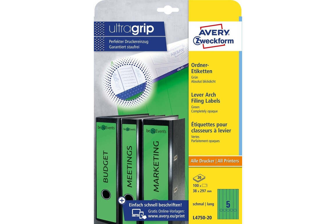 Etiketten A4 Ordnerrücken 38 x 297 mm grün, Art.-Nr. L474-20-GN - Paterno Shop Etiketten A4 Ordnerrücken 38 x 297 mm grün, Art.-Nr. L474-20-GN - Paterno Shop