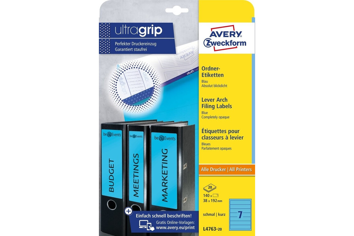 Etiketten A4 Ordnerrücken 38 x 192 mm blau, Art.-Nr. L476-25-BL - Paterno Shop Etiketten A4 Ordnerrücken 38 x 192 mm blau, Art.-Nr. L476-25-BL - Paterno Shop
