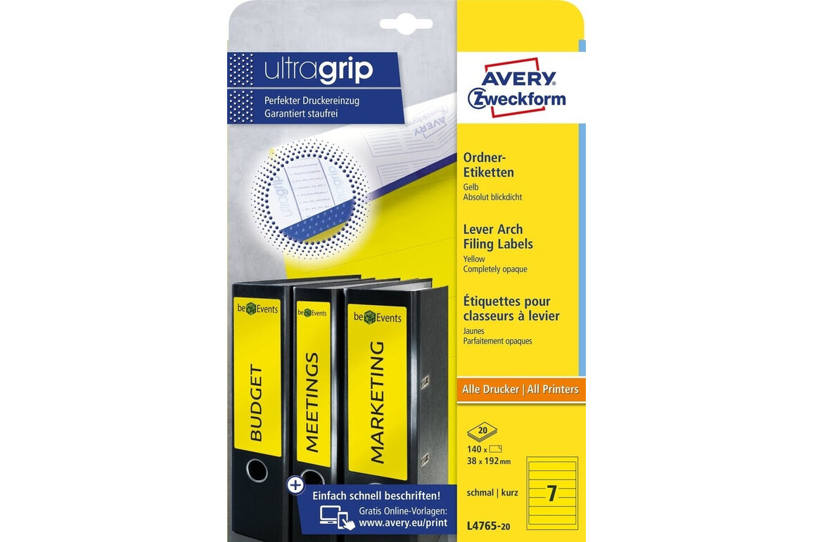 Etiketten A4 Ordnerrücken 38 x 192 mm gelb, Art.-Nr. L476-25-GE - Paterno Shop Etiketten A4 Ordnerrücken 38 x 192 mm gelb, Art.-Nr. L476-25-GE - Paterno Shop