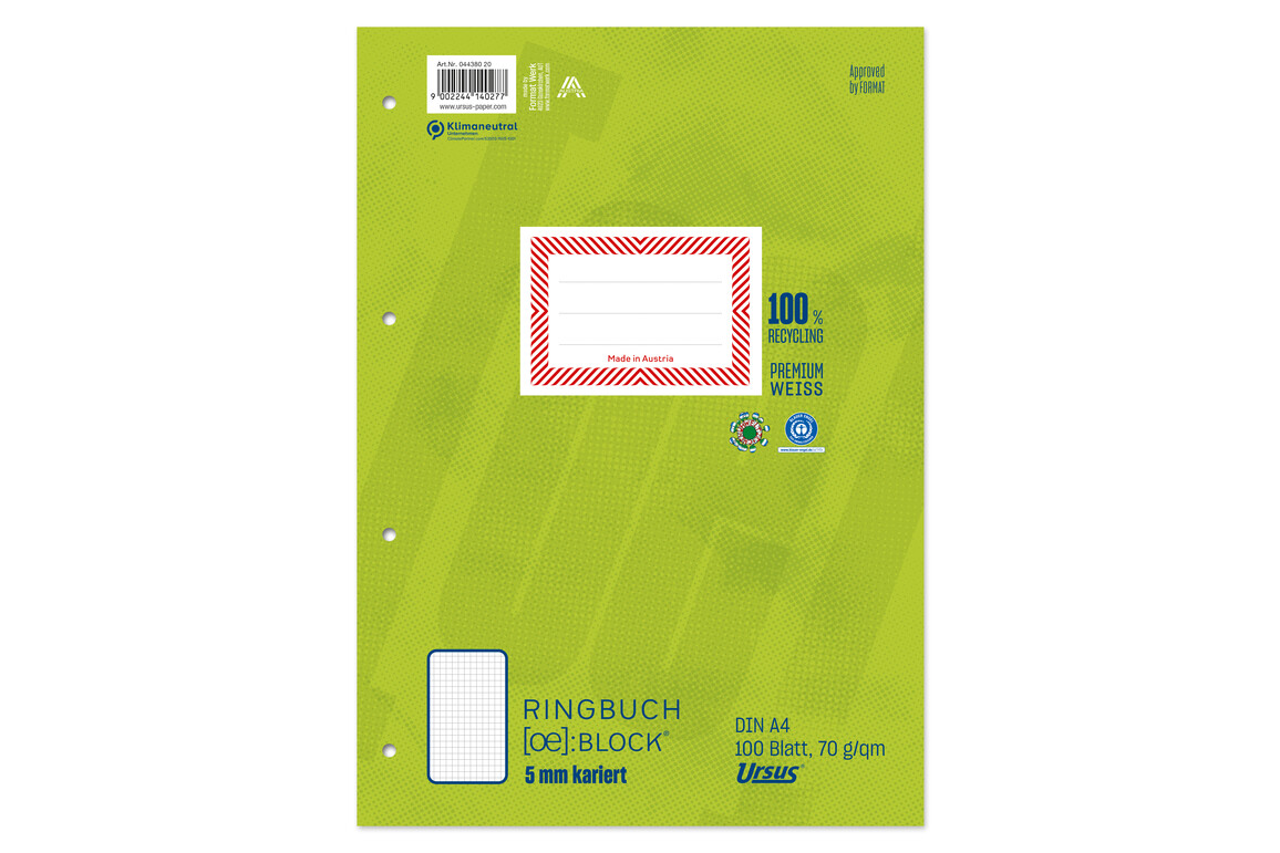 Ringbuchblock Ursus Green A4 100 Blatt, Art.-Nr. 044380 - Paterno Shop
