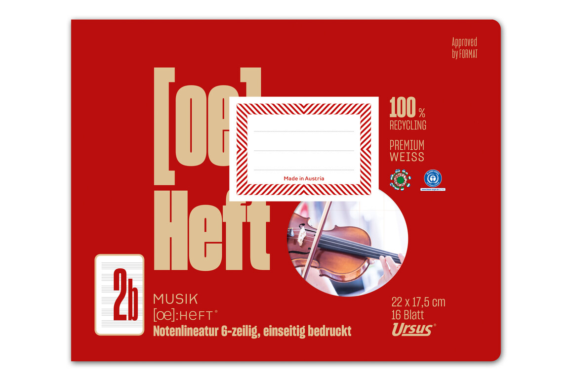 Notenheft Format X 16 Blatt rot, Art.-Nr. 076511 - Paterno Shop