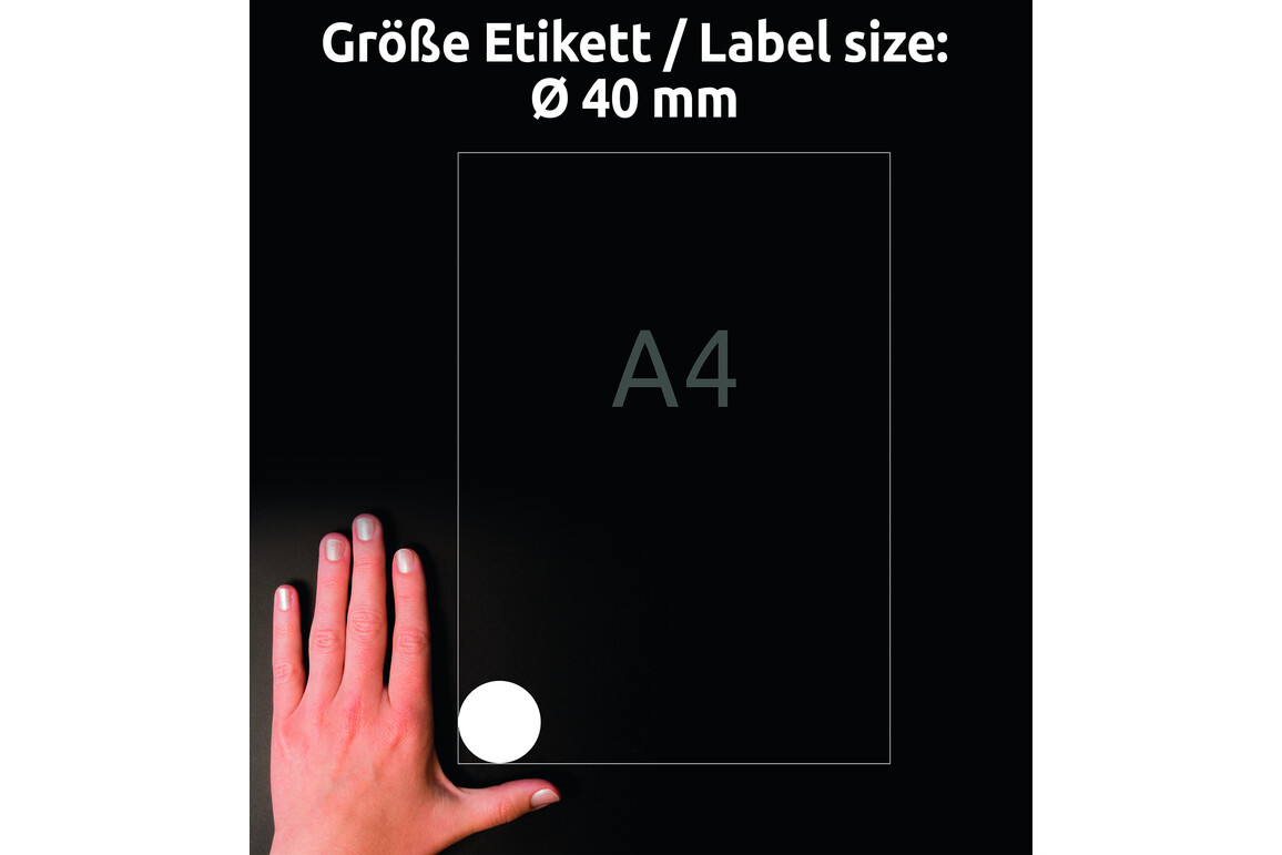 Etiketten wiederablösbar  rund 40mm, Art.-Nr. 5080ZWF - Paterno Shop