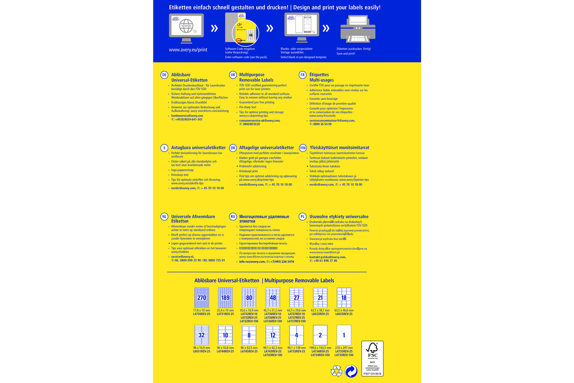 Universaletiketten ZWF ablösbar 45,7x21,2mm, Art.-Nr. L4736REV-10 - Paterno Shop