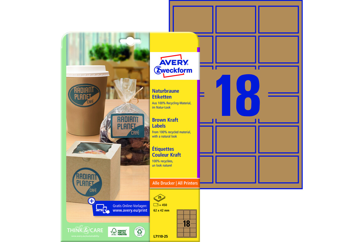 Etiketten ZWF 62x42mm naturbraun, Art.-Nr. L7110-25 - Paterno Shop