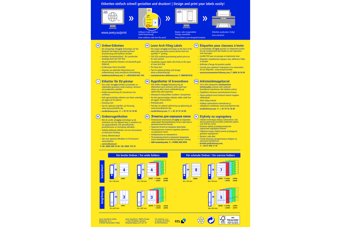 Etiketten Ordnerrücken A4 192x34 mm weiss, Art.-Nr. L6060-100 - Paterno Shop Etiketten Ordnerrücken A4 192x34 mm weiss, Art.-Nr. L6060-100 - Paterno Shop