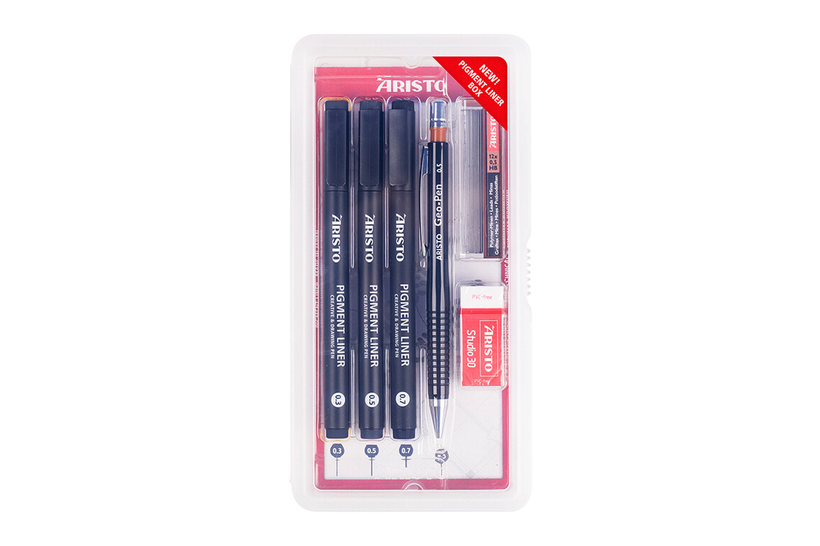 Pigmentliner Aristo 6er Set schwarz, Art.-Nr. AR80087 - Paterno Shop