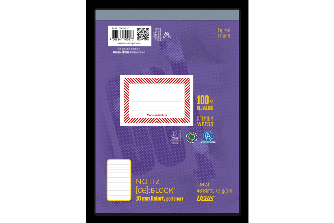Notizblock Format X A5 48 Bl. lin., Art.-Nr. 036548-10 - Paterno Shop