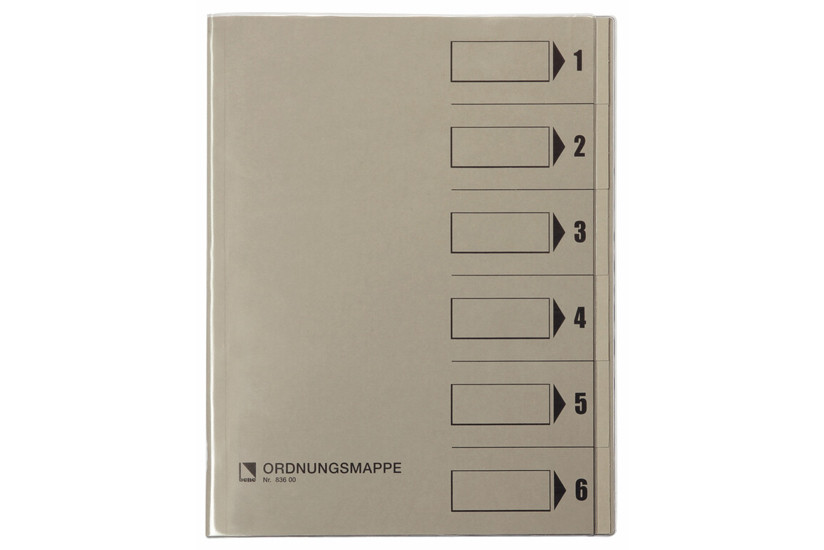 Ordnungsmappe Bene A4 6-teilig grau, Art.-Nr. 083600-GR - Paterno Shop