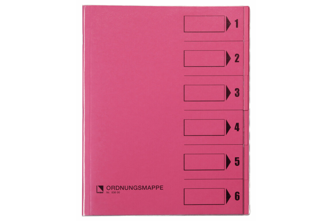 Ordnungsmappe Bene A4 6-teilig rosa, Art.-Nr. 083600-RS - Paterno Shop