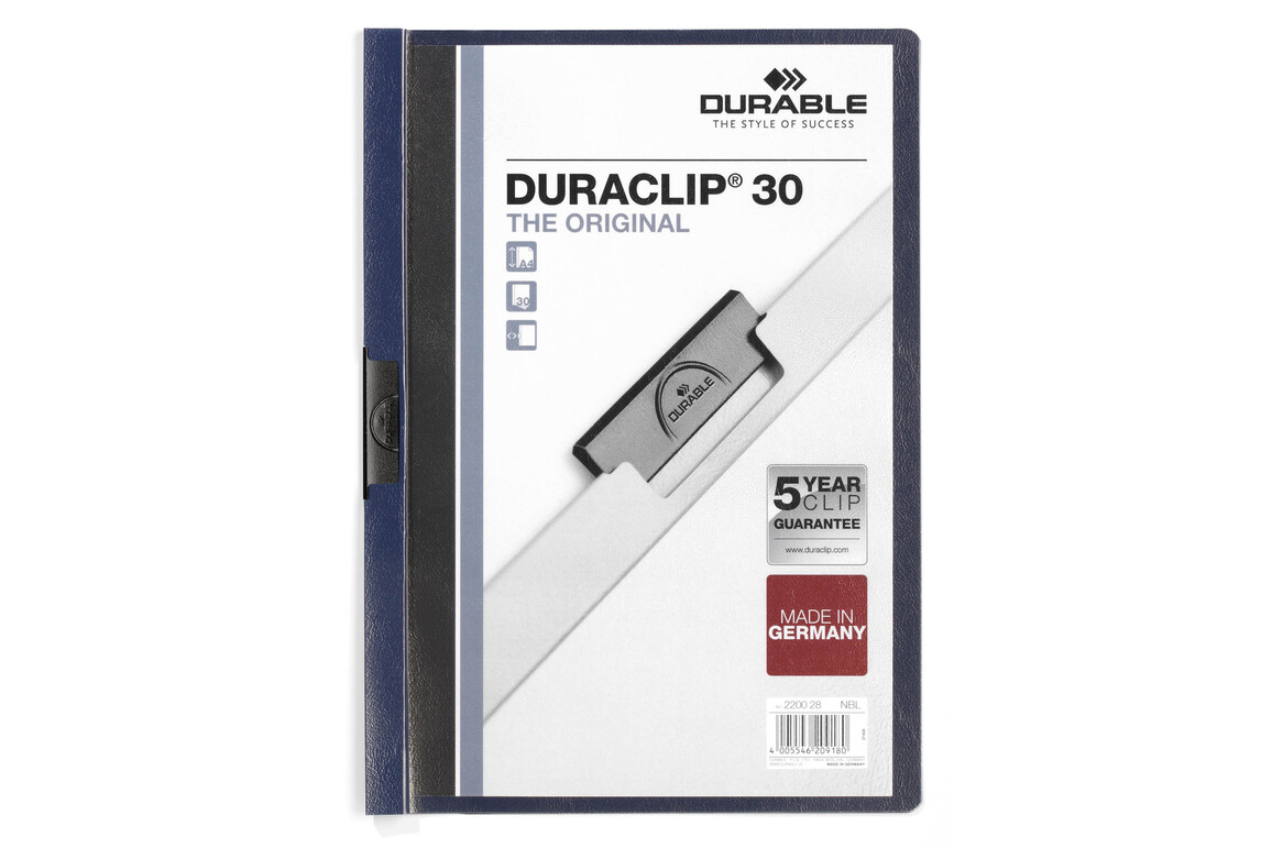 Klemmmappe Durable DURACLIP A4 dunkelblau, Art.-Nr. 2200-DBL - Paterno Shop