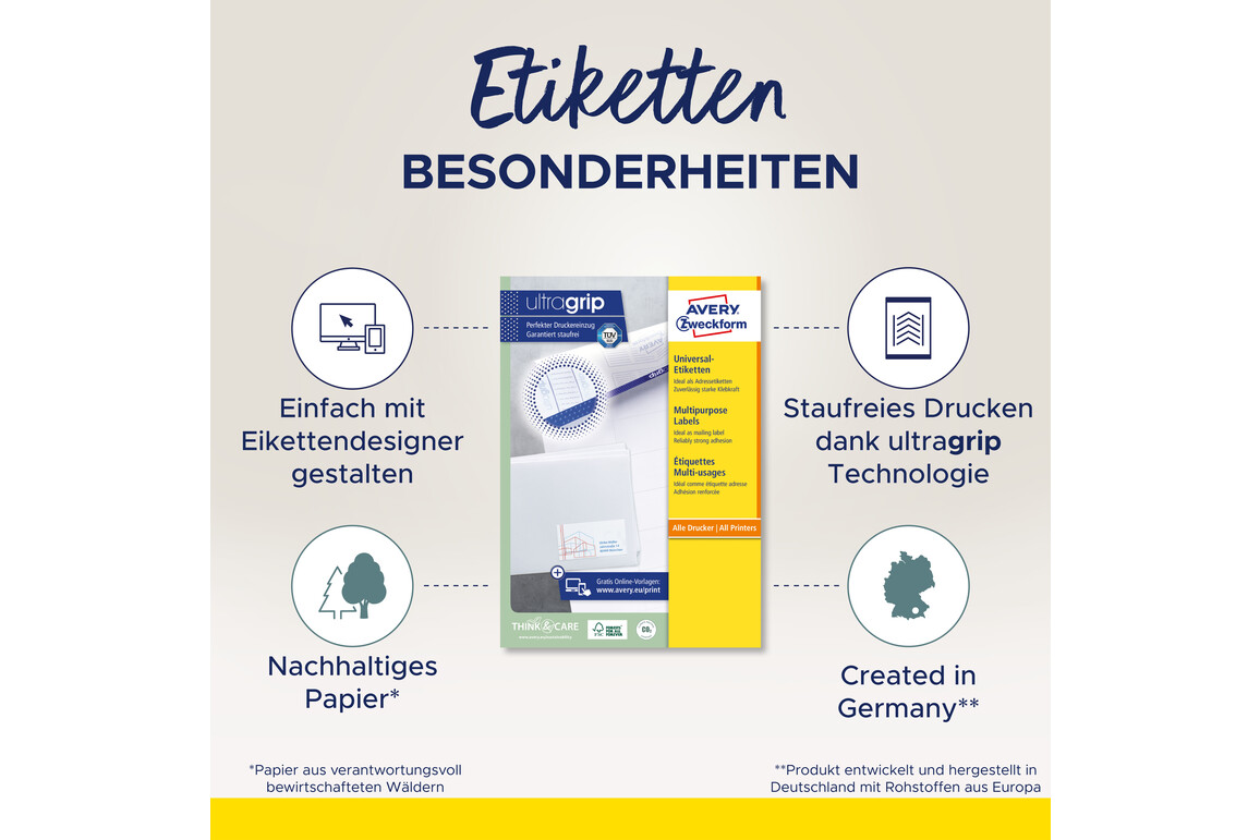 Universaletiketten A4 3424 weiss 105x48mm, Art.-Nr. ZWF-3424 - Paterno Shop Universaletiketten A4 3424 weiss 105x48mm, Art.-Nr. ZWF-3424 - Paterno Shop