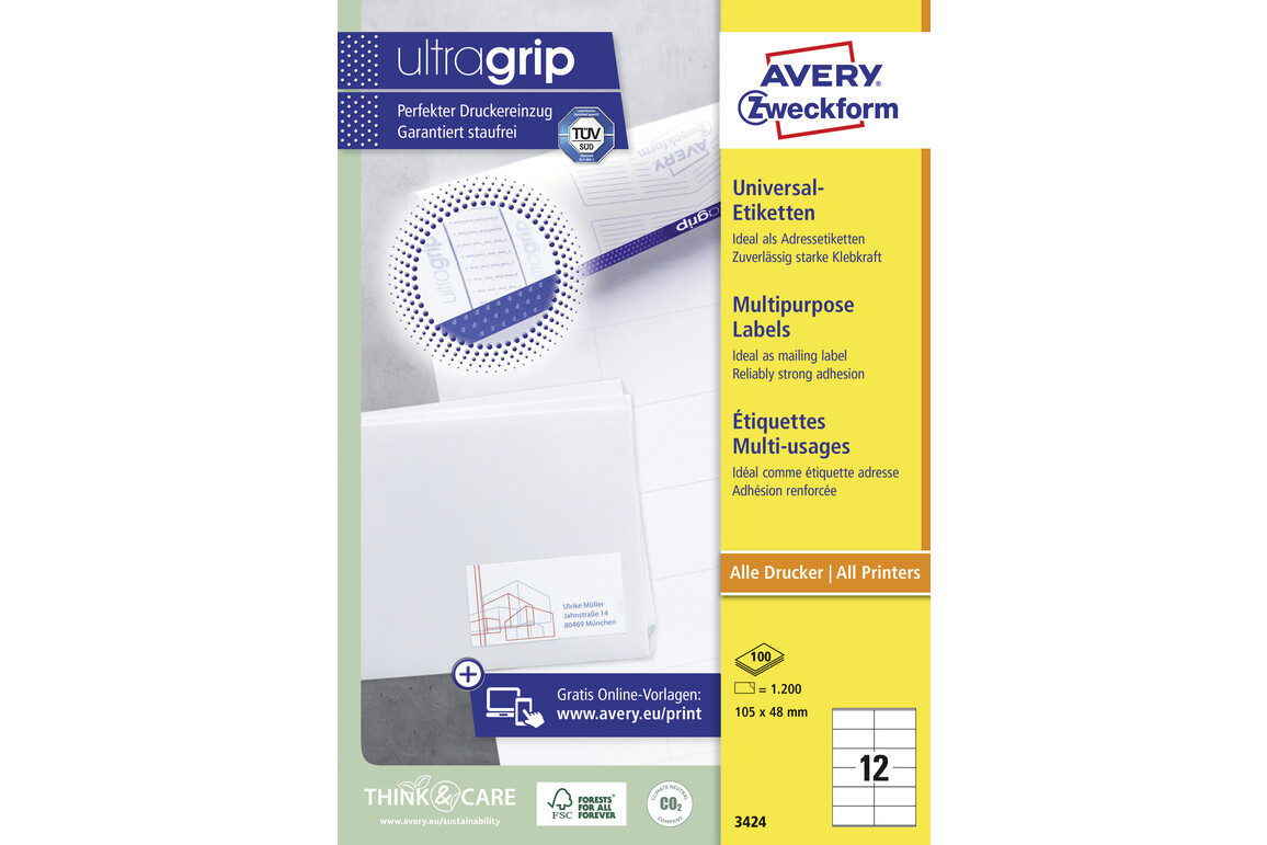 Universaletiketten A4 3424 weiss 105x48mm, Art.-Nr. ZWF-3424 - Paterno Shop Universaletiketten A4 3424 weiss 105x48mm, Art.-Nr. ZWF-3424 - Paterno Shop