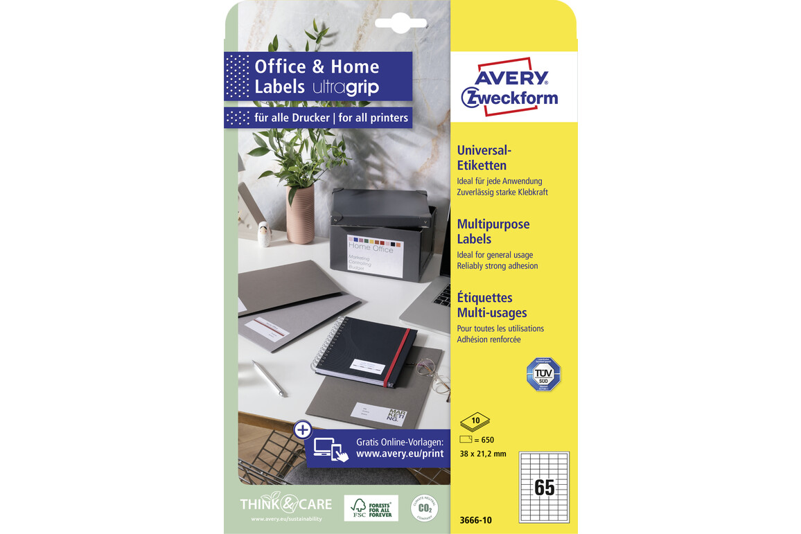 Universaletiketten ZWF perm. 38x21,2mm, Art.-Nr. 3666-10 - Paterno Shop