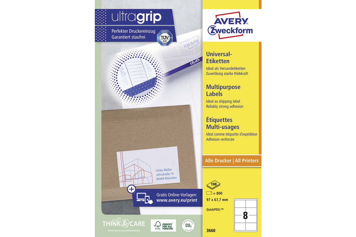 Universaletiketten A4 3660 weiss 97x67,7mm, Art.-Nr. ZWF-3660 - Paterno Shop