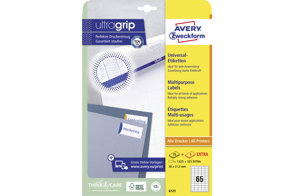 Etikett 38x21,2 mm InkjetLaserCopy weiss, Art.-Nr. 6121ZWF - Paterno Shop