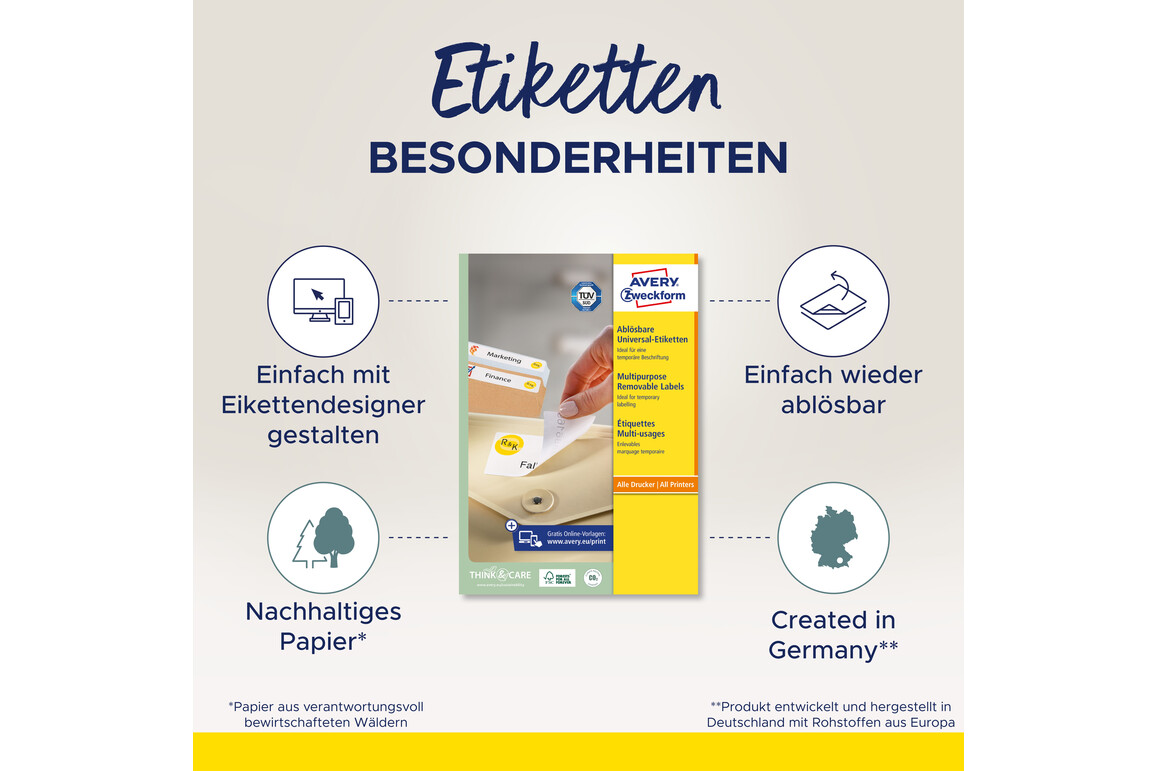 Universaletiketten ZWF 35,6 x16,9 mm wiederablösbar, Art.-Nr. L4732REV-25 - Paterno Shop Universaletiketten ZWF 35,6 x16,9 mm wiederablösbar, Art.-Nr. L4732REV-25 - Paterno Shop