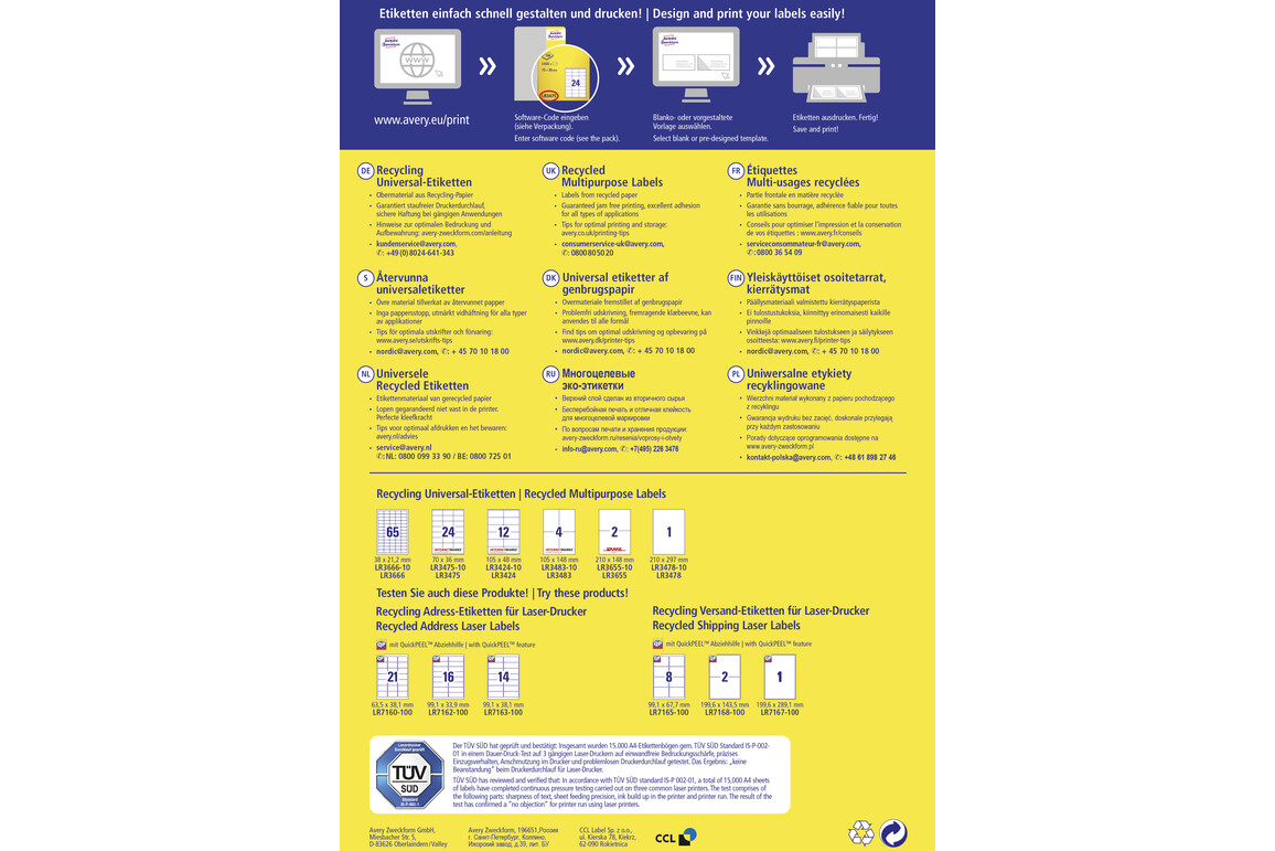 Universaletiketten LR 3655 Recycling 210 x 148mm, Art.-Nr. LR3655 - Paterno Shop Universaletiketten LR 3655 Recycling 210 x 148mm, Art.-Nr. LR3655 - Paterno Shop