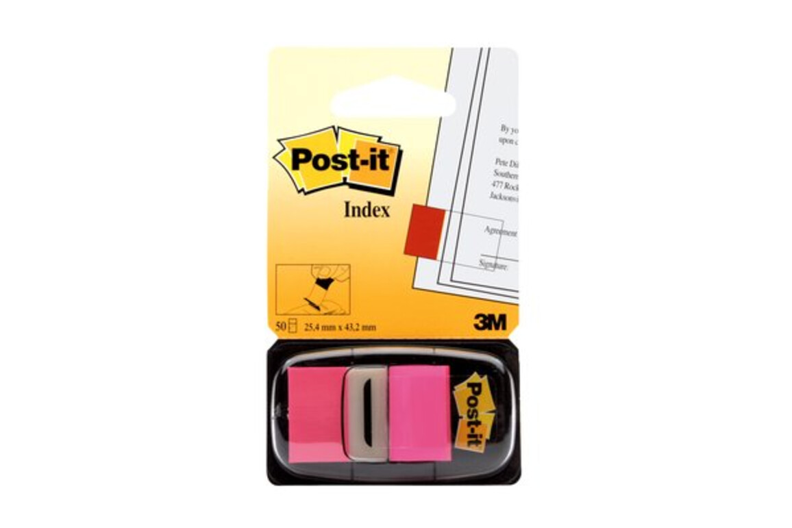 Haftstreifen Post-it Index 25,4x43,7mm pink, Art.-Nr. 680-PI - Paterno Shop