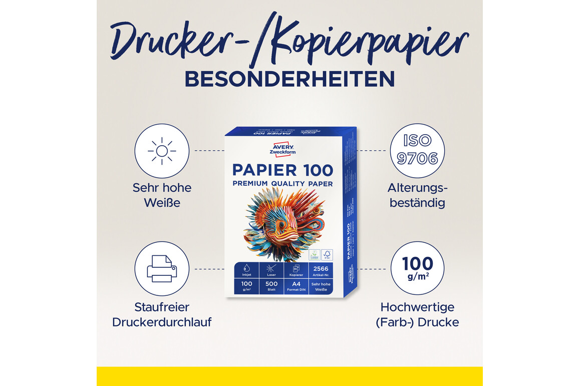 Kopierpapier Zweckform Premium A4 100 gr. weiss, Art.-Nr. 2566ZWF - Paterno Shop Kopierpapier Zweckform Premium A4 100 gr. weiss, Art.-Nr. 2566ZWF - Paterno Shop