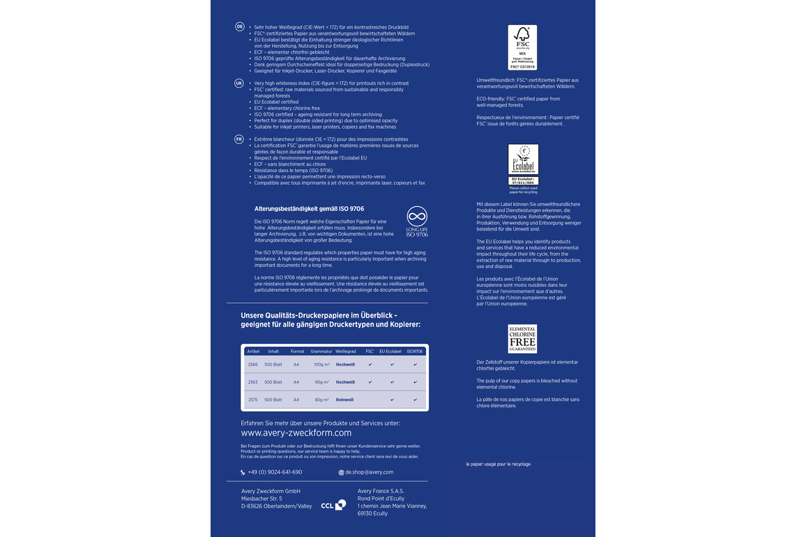 Kopierpapier Zweckform Premium A4 100 gr. weiss, Art.-Nr. 2566ZWF - Paterno Shop Kopierpapier Zweckform Premium A4 100 gr. weiss, Art.-Nr. 2566ZWF - Paterno Shop