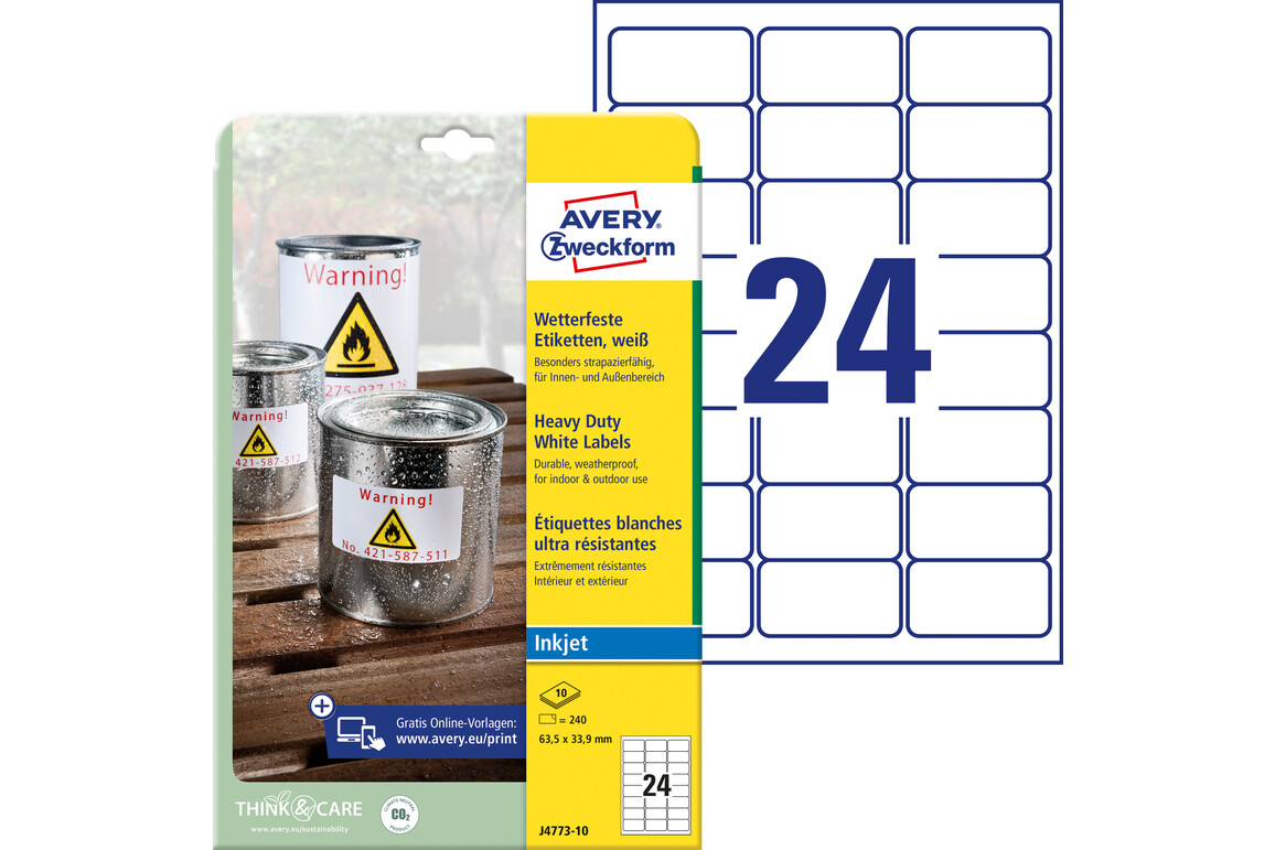 Etiketten ZWF  63,5 x 33,9 mm, Art.-Nr. J4773-10 - Paterno Shop