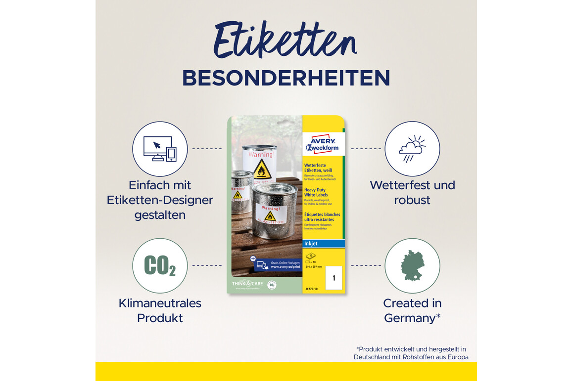 Etiketten ZWF Wetterfest  21x29,7cm, Art.-Nr. J4775-10 - Paterno Shop Etiketten ZWF Wetterfest  21x29,7cm, Art.-Nr. J4775-10 - Paterno Shop