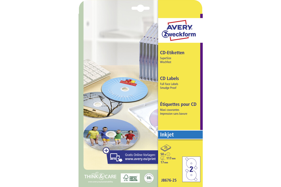 Etiketten ZWF  CD rund 117 mm, Art.-Nr. J8676-25 - Paterno Shop Etiketten ZWF  CD rund 117 mm, Art.-Nr. J8676-25 - Paterno Shop