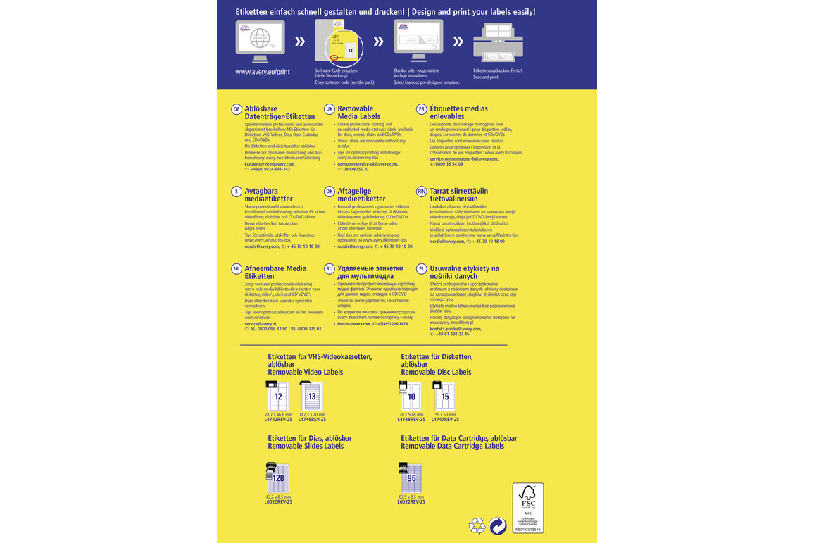 Etiketten ZWF 70x50,8 mm, Art.-Nr. L4738REV-25 - Paterno Shop