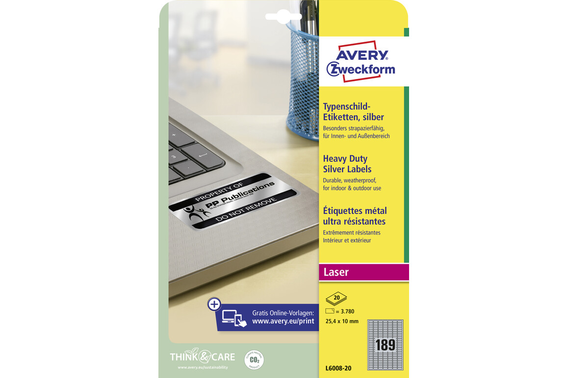 Etiketten ZWF Typenschild 25,4 x 10 mm silber, Art.-Nr. L6008-20 - Paterno Shop Etiketten ZWF Typenschild 25,4 x 10 mm silber, Art.-Nr. L6008-20 - Paterno Shop