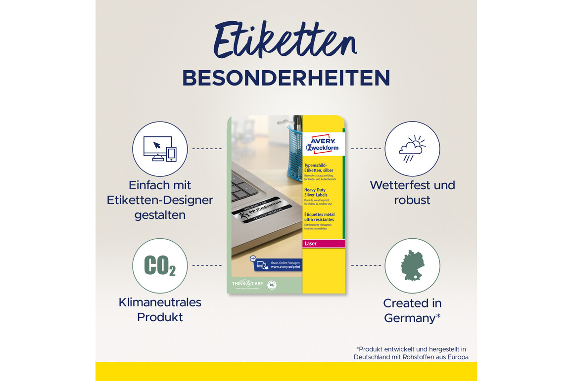 Etiketten ZWF Typenschild 45,7 x 21,2 mm silber, Art.-Nr. L6009-20 - Paterno Shop Etiketten ZWF Typenschild 45,7 x 21,2 mm silber, Art.-Nr. L6009-20 - Paterno Shop