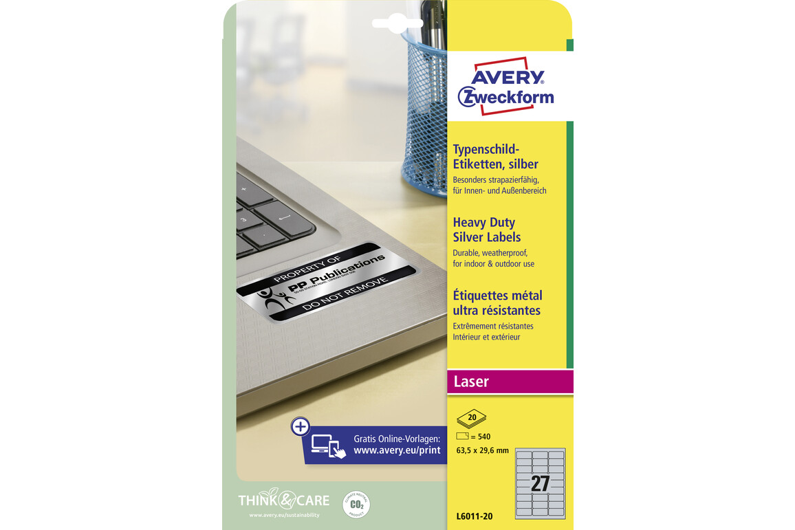 Etiketten ZWF Typenschild 63,5 x 29,6 mm silber, Art.-Nr. L6011-20 - Paterno Shop