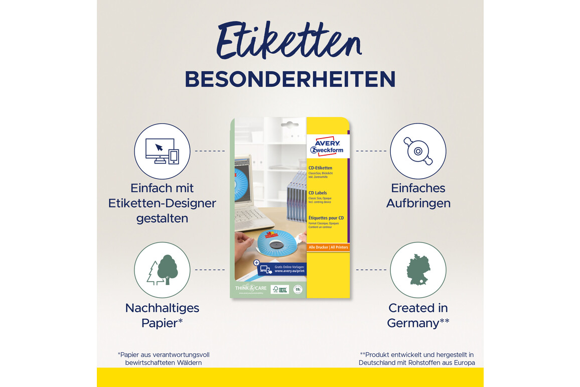 Etiketten ZWF CD ETIK DM117mm A4, Art.-Nr. L6015-25 - Paterno Shop Etiketten ZWF CD ETIK DM117mm A4, Art.-Nr. L6015-25 - Paterno Shop