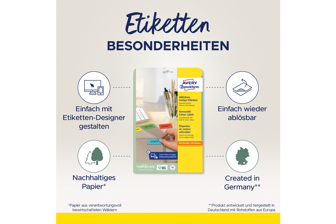 Etiketten ZWF, 63,5 x 33,9 mm, gelb, Art.-Nr. L6035-20 - Paterno Shop