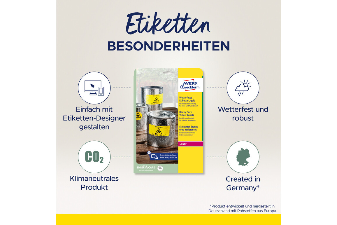 Etikett 99,1x42mm wetterfest gelb A4, Art.-Nr. L6107-20 - Paterno Shop Etikett 99,1x42mm wetterfest gelb A4, Art.-Nr. L6107-20 - Paterno Shop