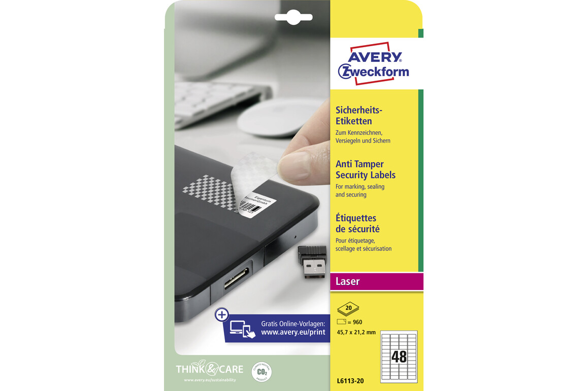 Sicherheitsetiketten ZWF 45,7 x 21,2 mm, Art.-Nr. L6113-20 - Paterno Shop Sicherheitsetiketten ZWF 45,7 x 21,2 mm, Art.-Nr. L6113-20 - Paterno Shop