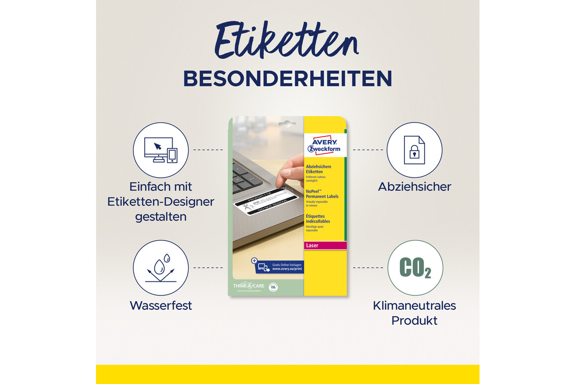 Sicherheitsetiketten ZWF 63,5 x 33,9 mm, Art.-Nr. L6146-20 - Paterno Shop