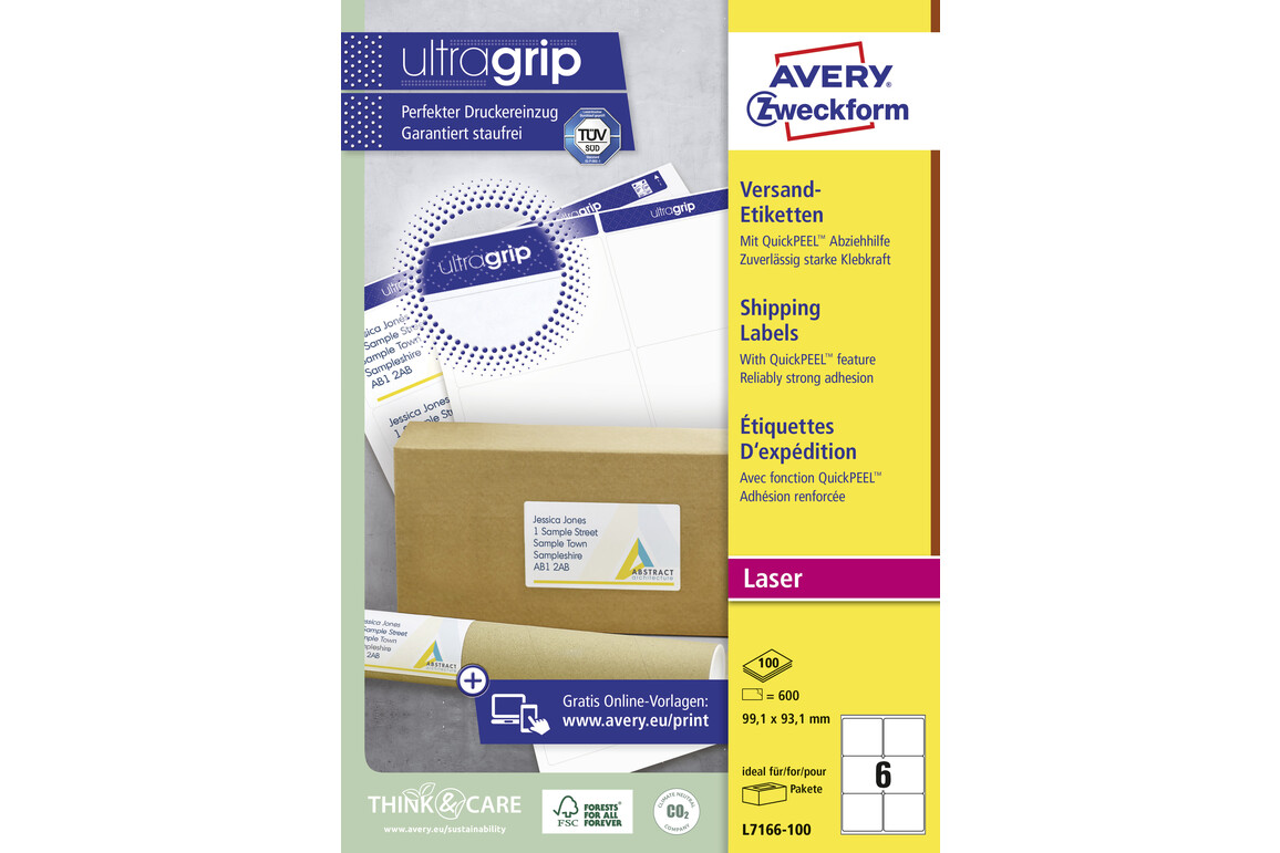 Adressetiketten ZWF 99,1 x 93,1 mm, Art.-Nr. L7166-100 - Paterno Shop