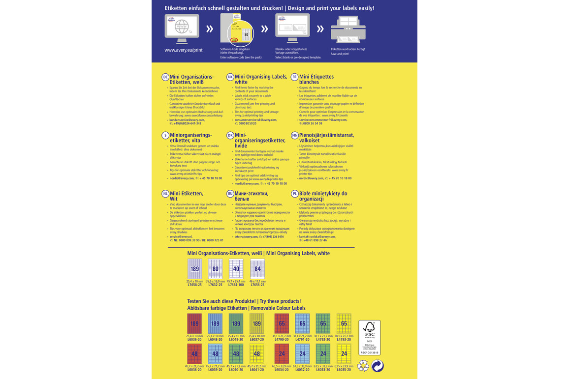 Etiketten Mini Laser 25,40 x 10 mm weiss, Art.-Nr. L7658-25 - Paterno Shop