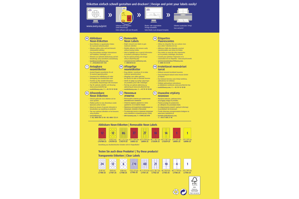 Etikett Neon 63,5mm rot, Art.-Nr. L7670R-25 - Paterno Shop