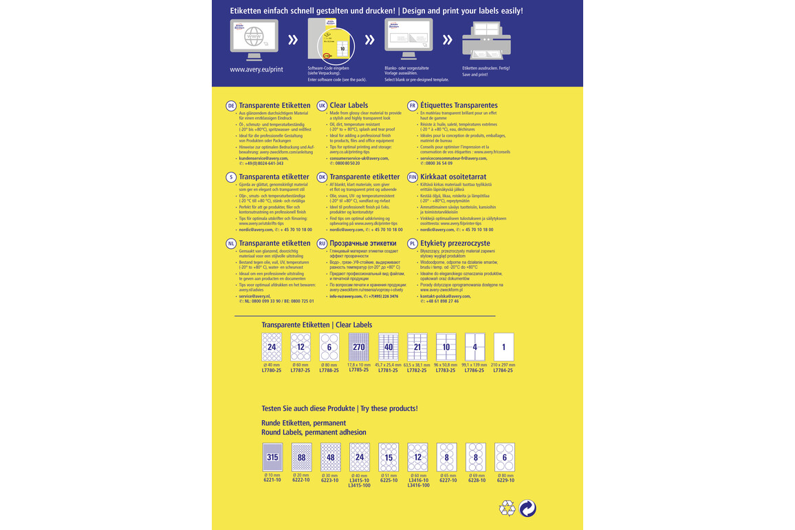 Etiketten ZWF Crystal Clear 45,7 x 25,4 mm, Art.-Nr. L7781-25 - Paterno Shop
