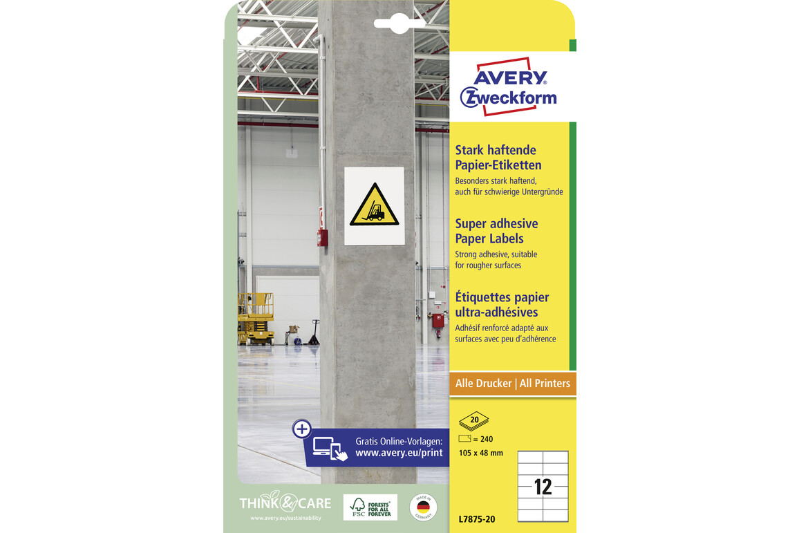 Etiketten ZWF 105x48mm, stark haftend, Art.-Nr. L7875-20 - Paterno Shop Etiketten ZWF 105x48mm, stark haftend, Art.-Nr. L7875-20 - Paterno Shop