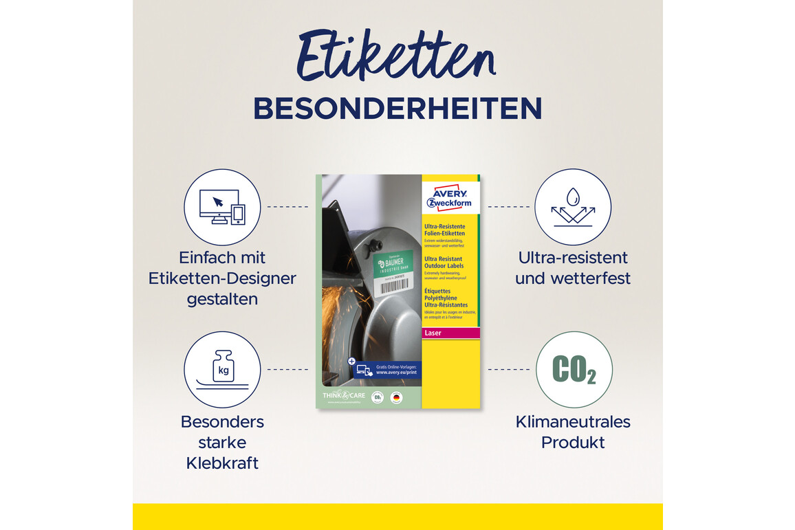 Folienetiketten ZWF Ultra-Resist 99,1x42,3mm, weiß, Art.-Nr. L7913-10 - Paterno Shop Folienetiketten ZWF Ultra-Resist 99,1x42,3mm, weiß, Art.-Nr. L7913-10 - Paterno Shop